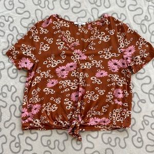Madewell Novel Tie-Front Top in Hillside Daisies
